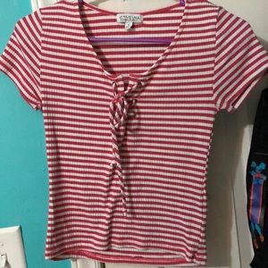 Striped Lace-up Top
